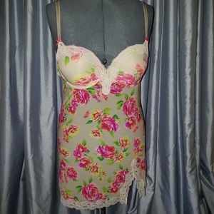 Victoria's Secret Roses Floral Lace Lingerie Slip Dress Size: 36D NWT